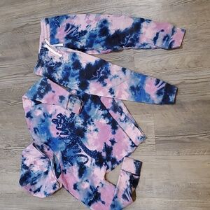 Justice Matching Tie Dye Set Hooded Sweatshirt with Joggers Size Small 7…